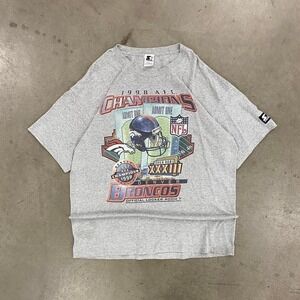 Vintage Denver Broncos 1998 AFC Champions Super Bowl XXXIII Starter Grey Shirt